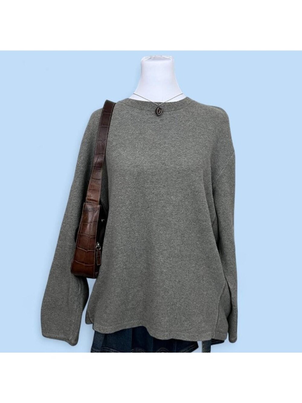 y2k gray indie skater grunge elevated basic sweater shirt